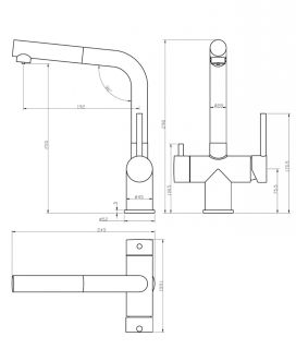 Смеситель для кухни под фильтр с выдвижным изливом GROCENBERG GB4097GO (Kerox Венгрия) Золото