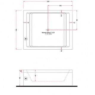 Gruppo Treesse Dream 200 Ванна встраиваемая, 200x160xh66 см. гидром. с циф.сист.и сист. дезинф. и пульт дистанц. упр.сливная колонка,