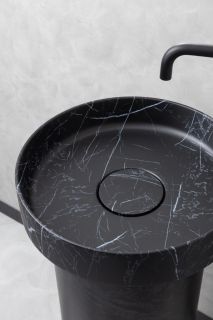 Накладная раковина с пьедесталом золото Armadi Art Sole Corian 801-NM+801-Base-Bwood Nero Marquina/чёрный