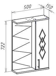 Зеркало-шкаф с подсветкой Bellezza Элеганс 50см правый бежевый 00000005194