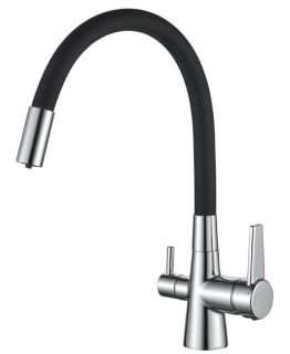 Смеситель для кухни Haiba HB76858-7 с подключением фильтра питьевой воды чёрный