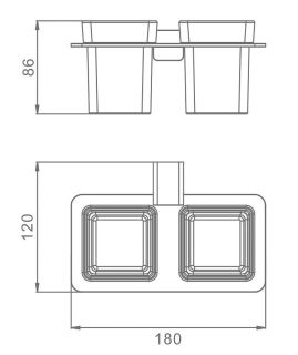 Стакан для ванной комнаты Raglo R301.08.03 двойной золотой сатин