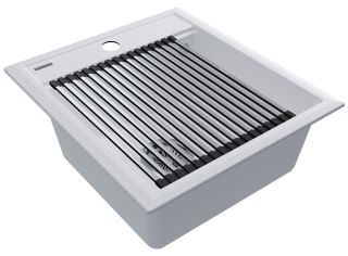 Комплект Paulmark: мойка Stepia 45 и ролл-мат Step PM114651-WH+R375-BS белый/брашированная нержавеющая сталь