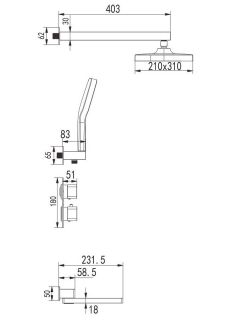 Душевая система Rose R1595T пепельный