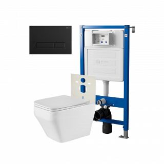 Комплект унитаза с инсталляцией Point Элемент PN48222BM с сиденьем Микролифт