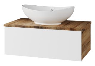 Подвесная тумба под раковину Misty Ива 80см белый/дуб Вотан