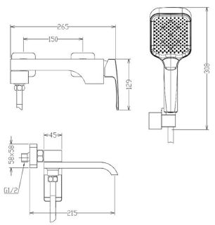 Смеситель для ванны Raglo R02.30.03 золотой сатин