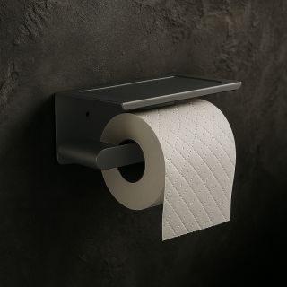 Держатель для туалетной бумаги с полочкой Knotlor PH102GM, оружейная сталь