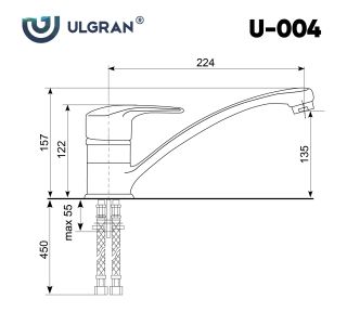 Смеситель для кухни Ulgran Classic U-004-309 тёмно-серый