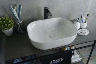 Раковина Gid K397D9 53322 накладная под камень глянцевая 50x40x14