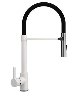 Смеситель для кухни Ulgran Classic U-024-341 с высоким гибким изливом ультра-белый