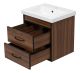 Подвесная тумба под раковину Misty Кедр 50см чёрный/орех