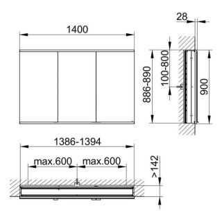 Зеркальный шкаф Keuco Royal Modular 800300141100000 140 см