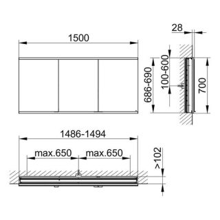 Зеркальный шкаф Keuco Royal Modular 800310150000300 150 см