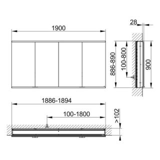 Зеркальный шкаф Keuco Royal Modular 800400191100400 190 см
