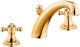 Смеситель для раковины на три отверстия Kludi 1926 позолоченный 510434520