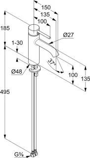 Смеситель для раковины Kludi Bozz 381983976 чёрный матовый