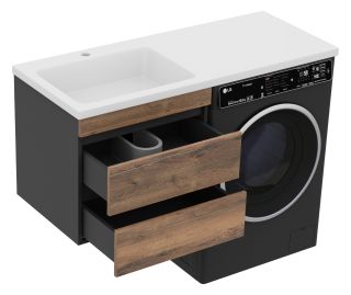 Подвесная тумба раковину Misty Коломбо под стиральную машину 60см дуб Галифакс/антрацит