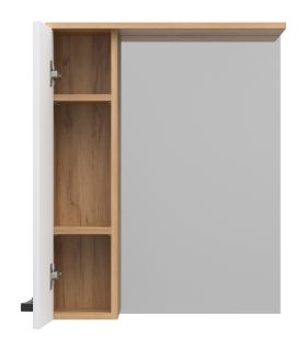 Зеркальный шкаф Misty Крафт 60см левый белый/дуб крафт золотой