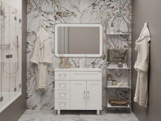 Напольная тумба под раковину Misty Купер 90см левая белый