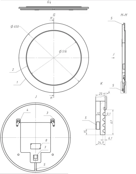 Зеркало La Fenice Terra FNC-02-TER-G-65 серое матовое 65 см