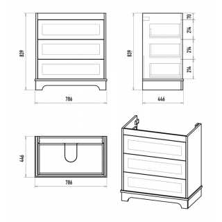 Напольная тумба под раковину Misty Ларго 79 см П-Лар-07080-01-3Я белый