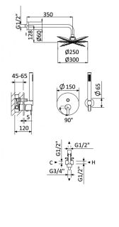 Душевая система Cezares LEAF-DSIP-T-25-SR Золото