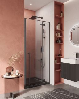 Душевая дверь CEZARES  LINER-B-12-90-C-NERO-R правая чёрный матовый