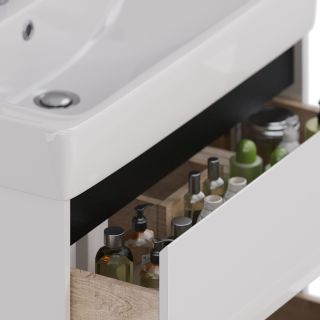 Тумба под раковину Lemark Combi LM03C80T-black 80 см белый глянец черный