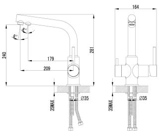 Смеситель для кухни Lemark Comfort LM3061PSH с подключением к фильтру питьевой воды шампань