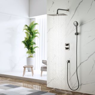 Душевой комплект Lemark Bronx LM3749GM с термостатом графит