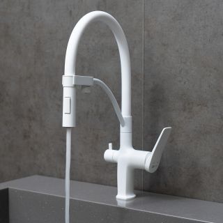 Смеситель для кухни Lemark Bronx LM3761MW с подключением к фильтру с питьевой водой белый