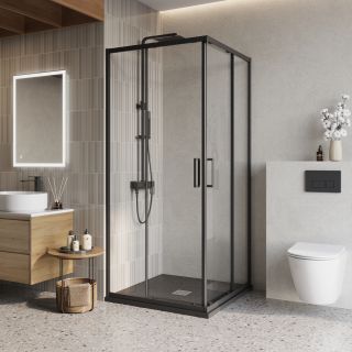 Душевой уголок BelBagno LUCE-A-2-90-C-NERO черный