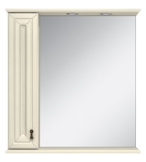 Зеркальный шкаф с подсветкой Misty Лувр 85см левый слоновая кость