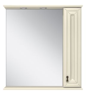 Зеркальный шкаф с подсветкой Misty Лувр 75см правый слоновая кость