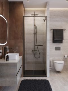 Душевая дверь CEZARES  LUX-B-FS-1-70-C-GM оружейная сталь