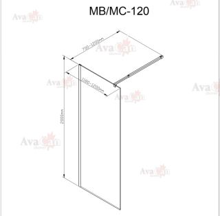 Душевая перегородка AvaCan MC120 хром