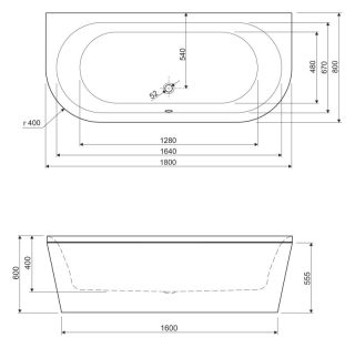 Ванна акриловая Cezares METAURO-wall-180-80-40-W37