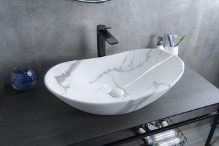 Раковина Gid Mnc811C 54478 накладная под камень глянцевая 61x37x15