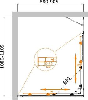 Душевой уголок CEZARES MOLVENO-AH-21-90+20-P-BORO
