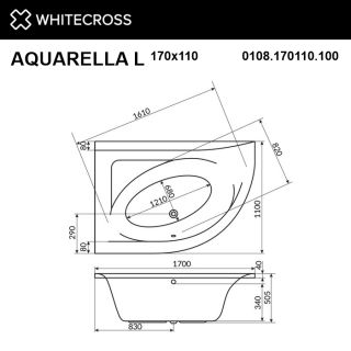 Гидромассажная ванна WHITECROSS Aquarella 0108.170110.100.SMART.CR левая 170x110 см Smart хром