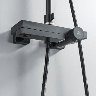 Душевая стойка Rose R1896H с термостатом чёрный матовый