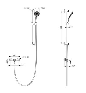 Смеситель для душа с гарнитуром Wonzon & Woghand WW-4570-MB чёрный матовый
