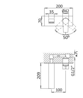 Смеситель для раковины однорычажный, без донного клапана, хром Cezares NAUTIC-BLI-01-W0
