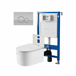 Комплект унитаза с инсталляцией Point Элемент PN48265SC с сиденьем Микролифт