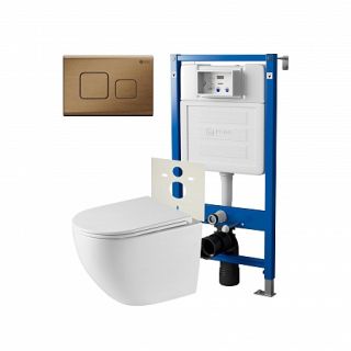 Комплект унитаза с инсталляцией Point Элемент PN48258BB с сиденьем Микролифт