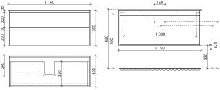 Подвесная тумба под раковину Sancos Libra LB120-1ECH 120см дуб чарльстон