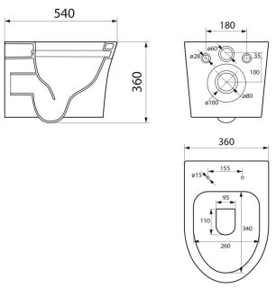 Подвесной унитаз Point Вега PN41711GM безободковый серый матовый