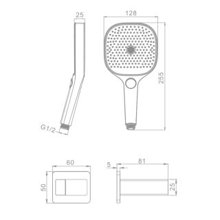 Лейка для душа с держателем и шлангом Raglo R476.41.03 золотой сатин