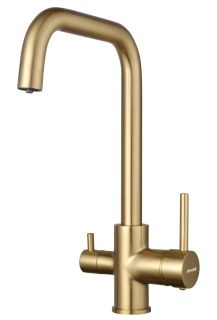 Смеситель для кухни Shevanik S228G с подключением фильтра золотой сатин